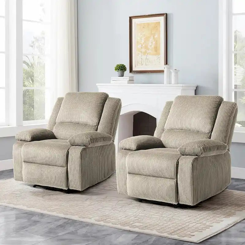 2 Sillones reclinables manuales tapizados con respaldo basculante