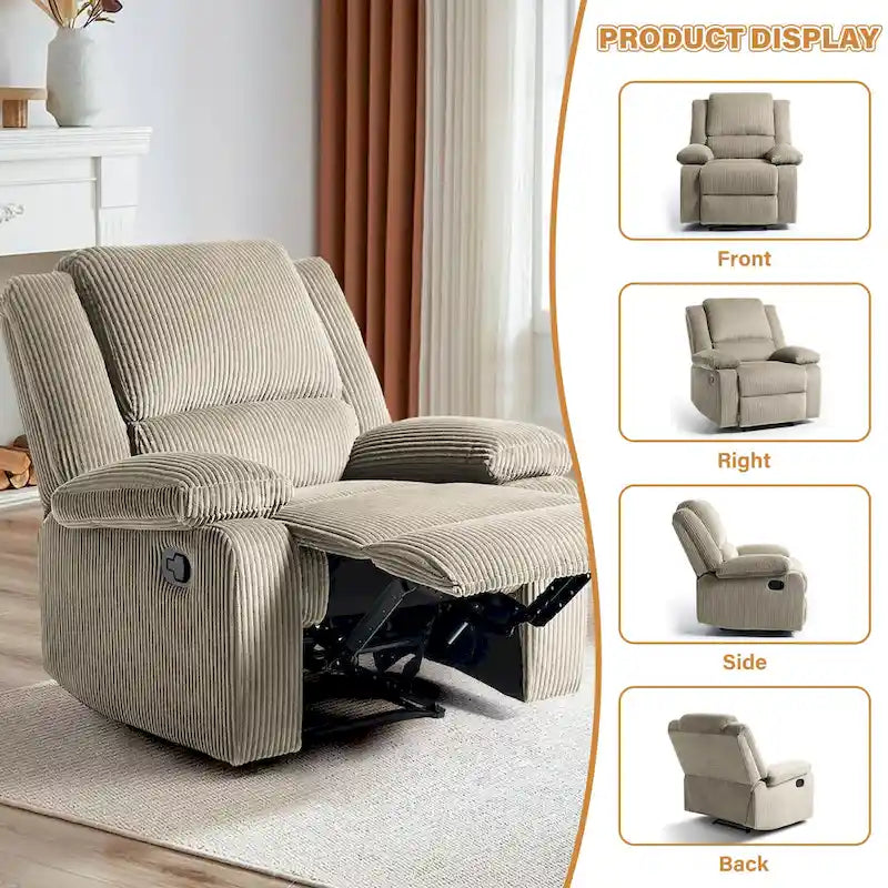 2 Sillones reclinables manuales tapizados con respaldo basculante