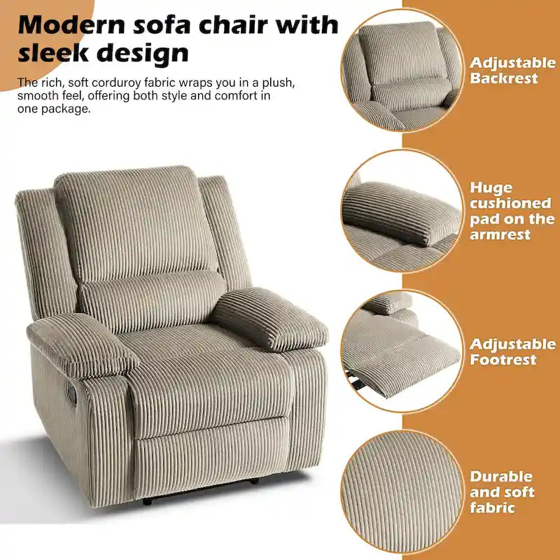 2 Sillones reclinables manuales tapizados con respaldo basculante