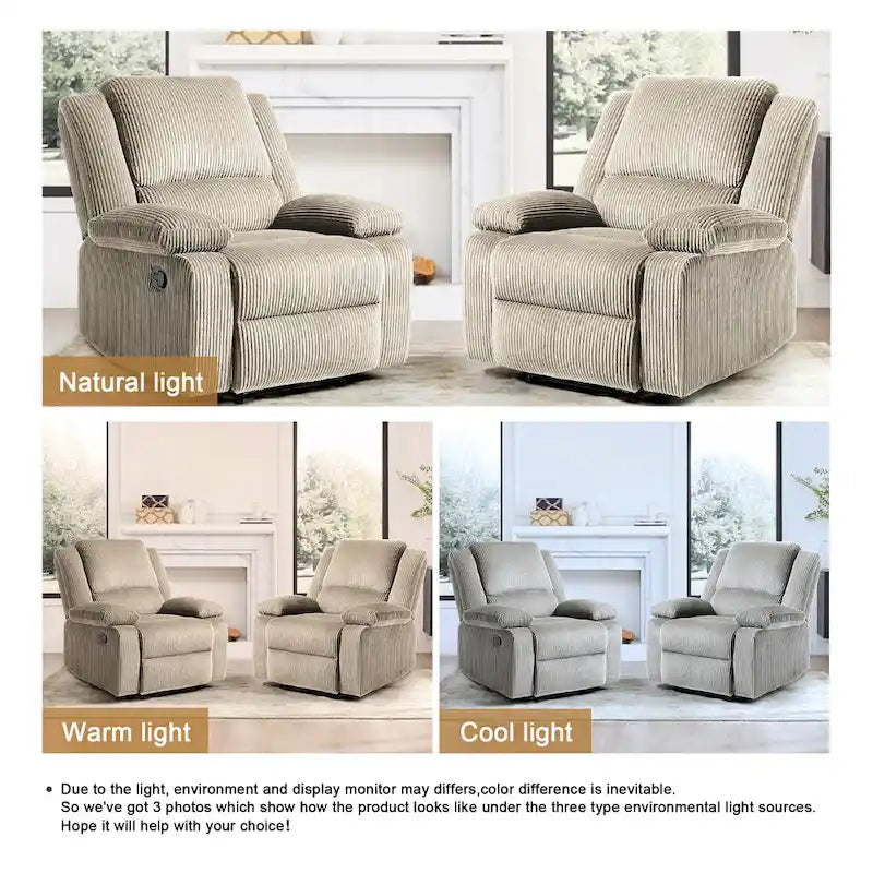 2 Sillones reclinables manuales tapizados con respaldo basculante