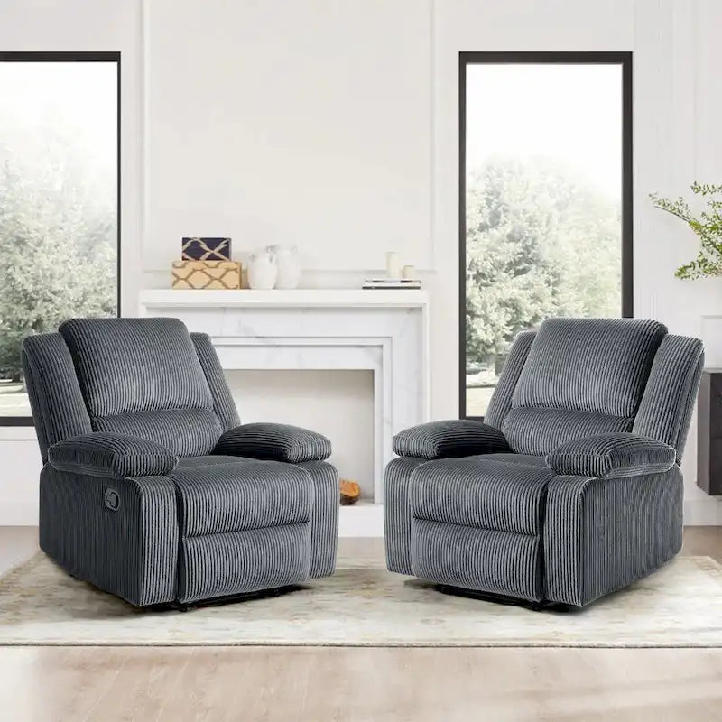 2 Sillones reclinables manuales tapizados con respaldo basculante