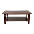 Mesa de centro arquitectónica de madera de acacia con estante