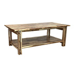 Mesa de centro arquitectónica de madera de acacia con estante
