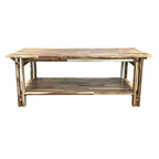 Mesa de centro arquitectónica de madera de acacia con estante
