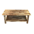 Mesa de centro arquitectónica de madera de acacia con estante
