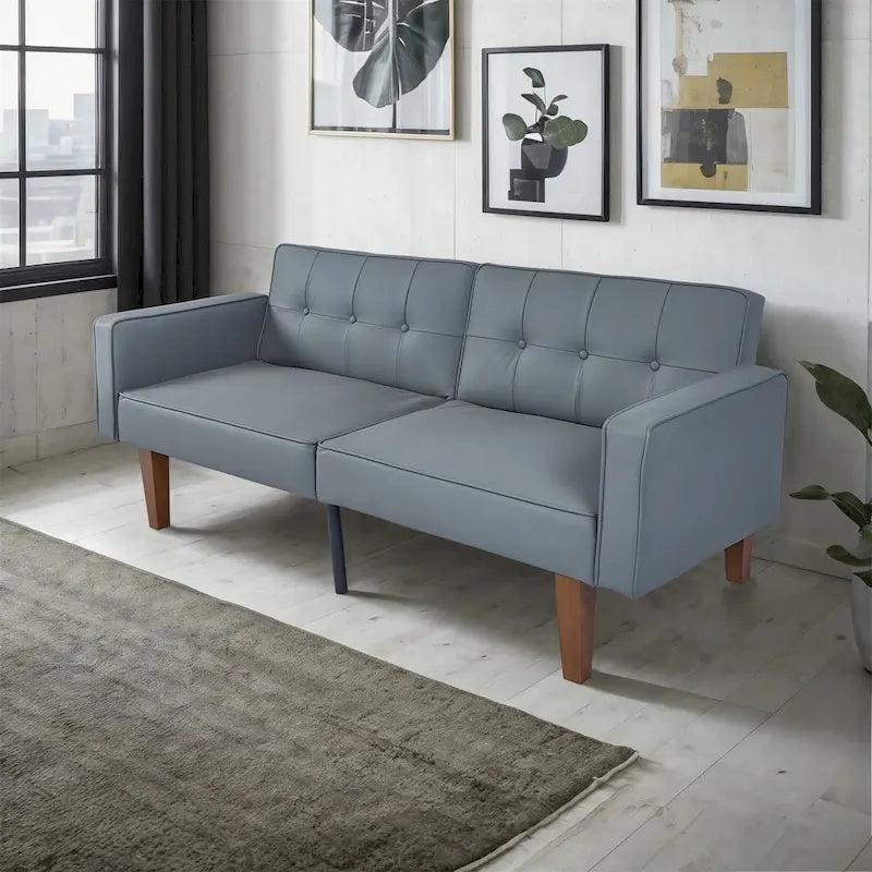 Sofá cama convertible de tela ajustable, sillón reclinable, sofá biplaza reversible, cama de día plegable, cama para invitados con 2 almohadas