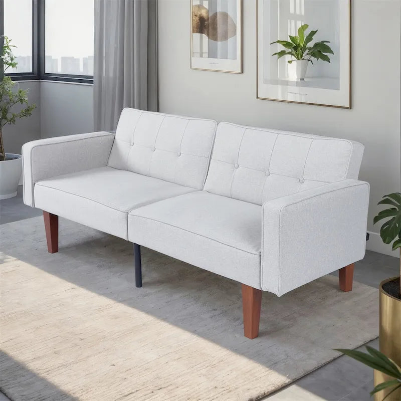 Sofá cama convertible de tela ajustable, sillón reclinable, sofá biplaza reversible, cama de día plegable, cama para invitados con 2 almohadas