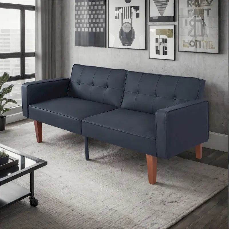 Sofá cama convertible de tela ajustable, sillón reclinable, sofá biplaza reversible, cama de día plegable, cama para invitados con 2 almohadas