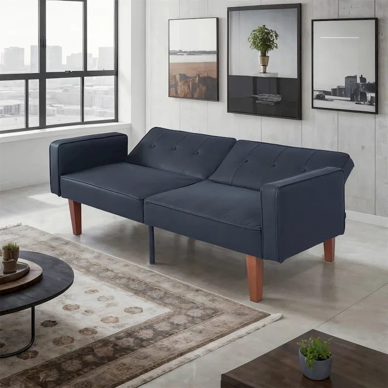 Sofá cama convertible de tela ajustable, sillón reclinable, sofá biplaza reversible, cama de día plegable, cama para invitados con 2 almohadas