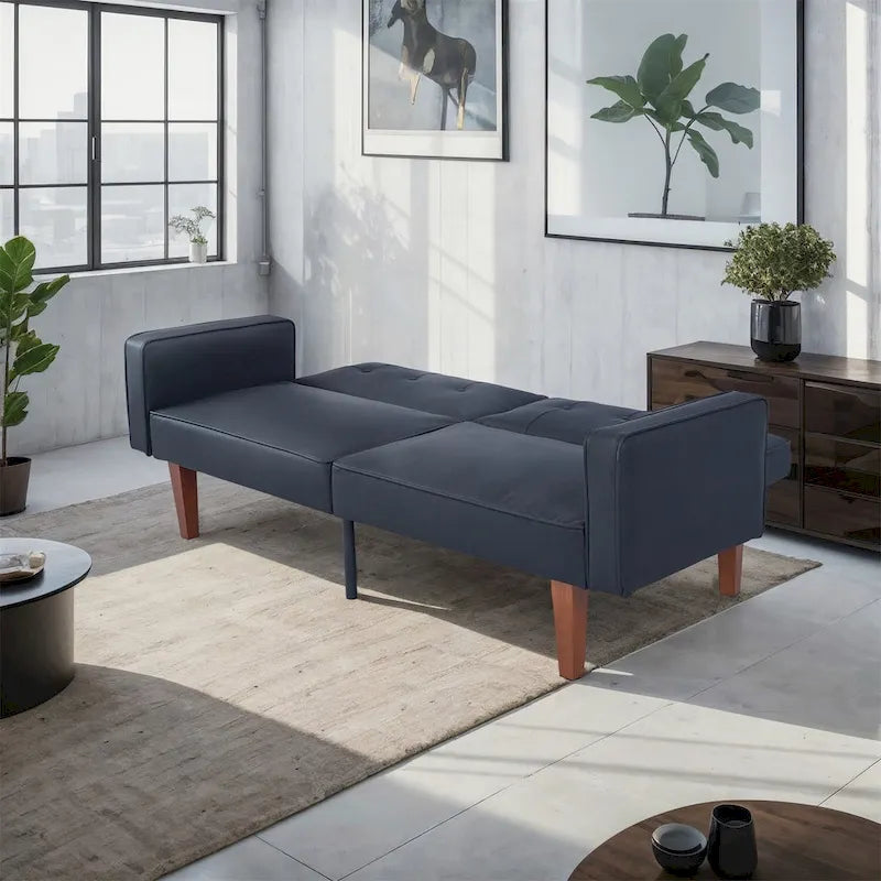 Sofá cama convertible de tela ajustable, sillón reclinable, sofá biplaza reversible, cama de día plegable, cama para invitados con 2 almohadas