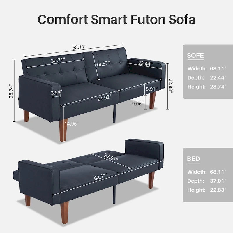 Sofá cama convertible de tela ajustable, sillón reclinable, sofá biplaza reversible, cama de día plegable, cama para invitados con 2 almohadas