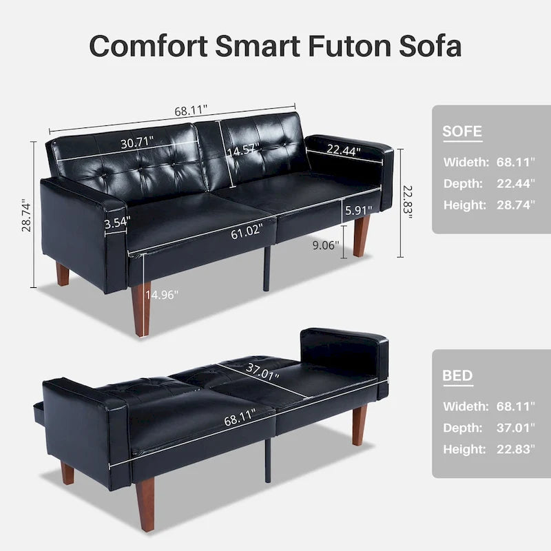 Sofá cama convertible de tela ajustable, sillón reclinable, sofá biplaza reversible, cama de día plegable, cama para invitados con 2 almohadas