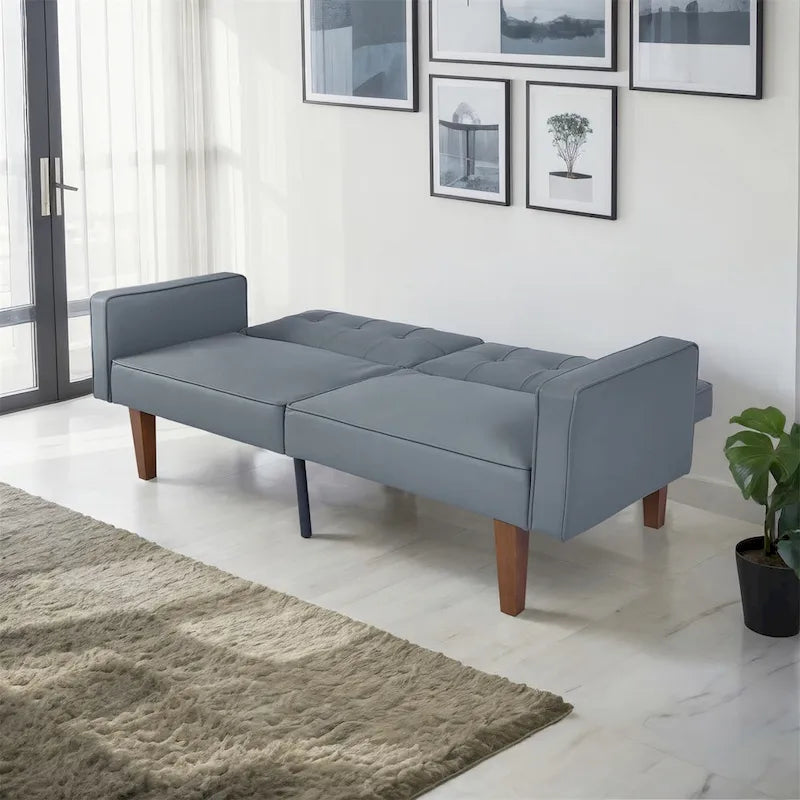 Sofá cama convertible de tela ajustable, sillón reclinable, sofá biplaza reversible, cama de día plegable, cama para invitados con 2 almohadas