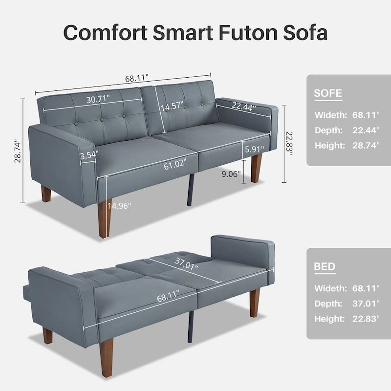 Sofá cama convertible de tela ajustable, sillón reclinable, sofá biplaza reversible, cama de día plegable, cama para invitados con 2 almohadas