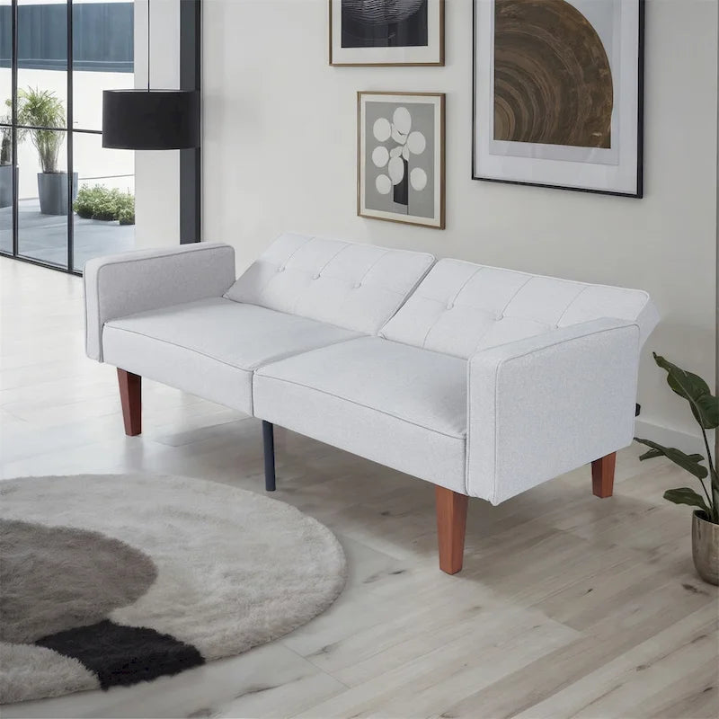 Sofá cama convertible de tela ajustable, sillón reclinable, sofá biplaza reversible, cama de día plegable, cama para invitados con 2 almohadas