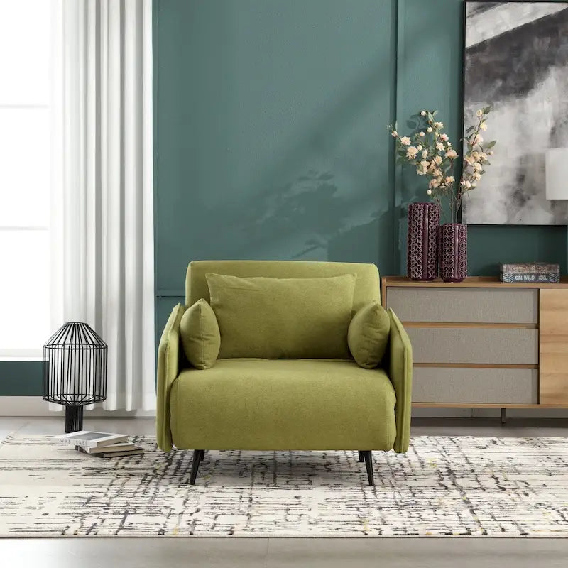 Sillón cama individual convertible tapizado en lino para sala de estar