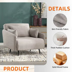 Sillón cama individual convertible tapizado en lino para sala de estar