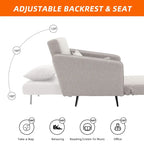 Sillón cama individual convertible tapizado en lino para sala de estar