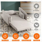 Sillón cama individual convertible tapizado en lino para sala de estar