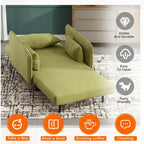 Sillón cama individual convertible tapizado en lino para sala de estar