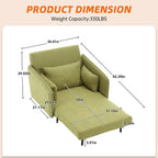 Sillón cama individual convertible tapizado en lino para sala de estar