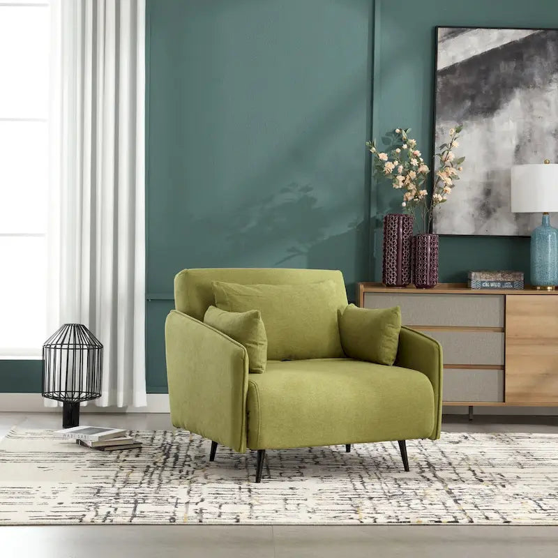 Sillón cama individual convertible tapizado en lino para sala de estar