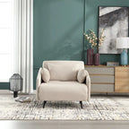 Sillón cama individual convertible tapizado en lino para sala de estar