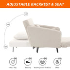 Sillón cama individual convertible tapizado en lino para sala de estar