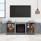 Mueble para TV con chimenea eléctrica gris de 58 pulgadas con chimenea eléctrica de 18 pulgadas