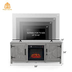 Mueble para TV con chimenea eléctrica gris de 58 pulgadas con chimenea eléctrica de 18 pulgadas