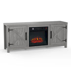 Mueble para TV con chimenea eléctrica gris de 58 pulgadas con chimenea eléctrica de 18 pulgadas