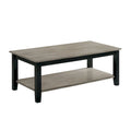 47 Inch  Rectangular Coffee Table, Single Shelf, Wood Grain, Gray