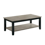 47 Inch  Rectangular Coffee Table, Single Shelf, Wood Grain, Gray