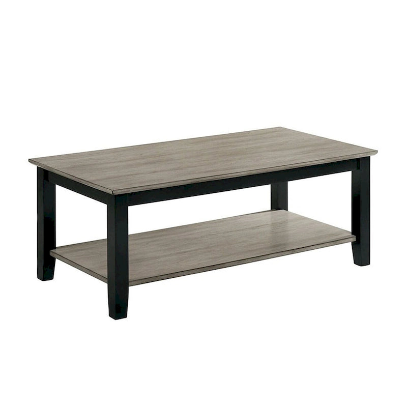 47 Inch  Rectangular Coffee Table, Single Shelf, Wood Grain, Gray