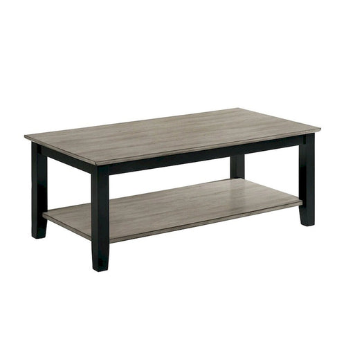 47 Inch  Rectangular Coffee Table, Single Shelf, Wood Grain, Gray