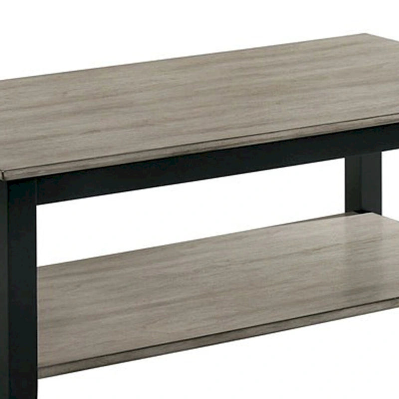 Mesa de centro rectangular de 47 pulgadas, un solo estante, veta de madera, gris