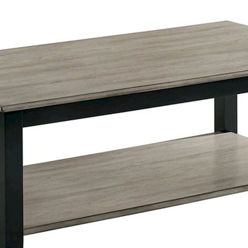 Mesa de centro rectangular de 47 pulgadas, un solo estante, veta de madera, gris