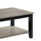 Mesa de centro rectangular de 47 pulgadas, un solo estante, veta de madera, gris