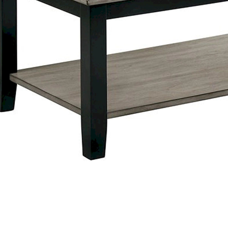 Mesa de centro rectangular de 47 pulgadas, un solo estante, veta de madera, gris