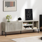Mueble para TV de 64 pulgadas, puertas corredizas ahuecadas, centro de entretenimiento con estantes ajustables, consola de TV - 64 pulgadas de largo x 15.4 pulgadas de ancho x 22.5 pulgadas de alto
